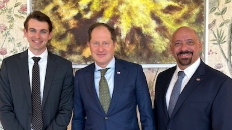 [Left to Right] Brooks Reed, US Ambassador Mark Brzezinski, and Ted Hart.