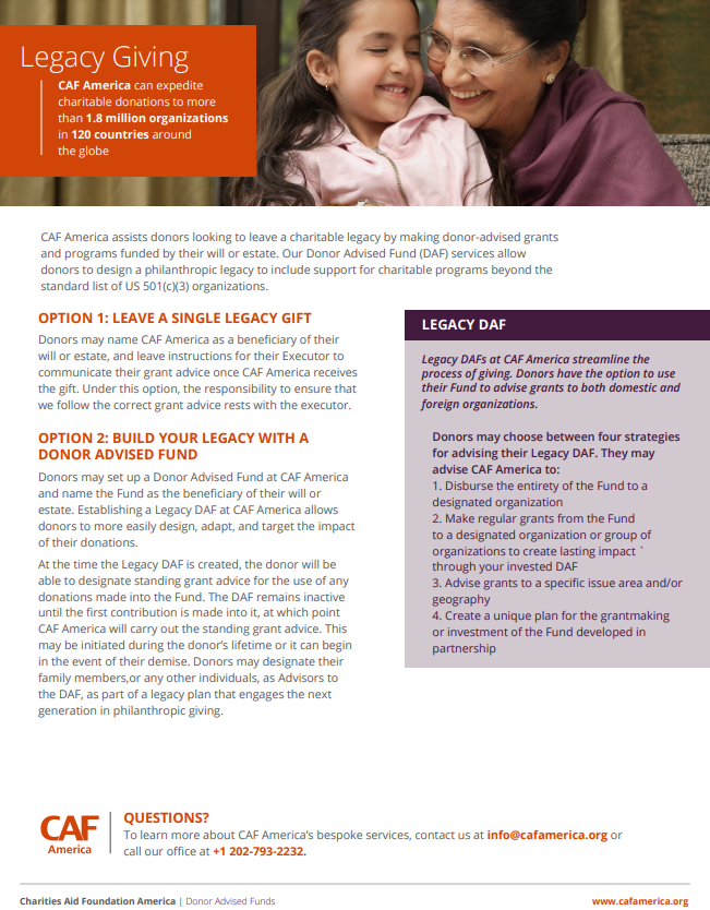Services one pager for Legacy Giving